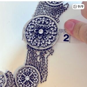 Swarovski Silver Necklace with Intricate Crystal Design